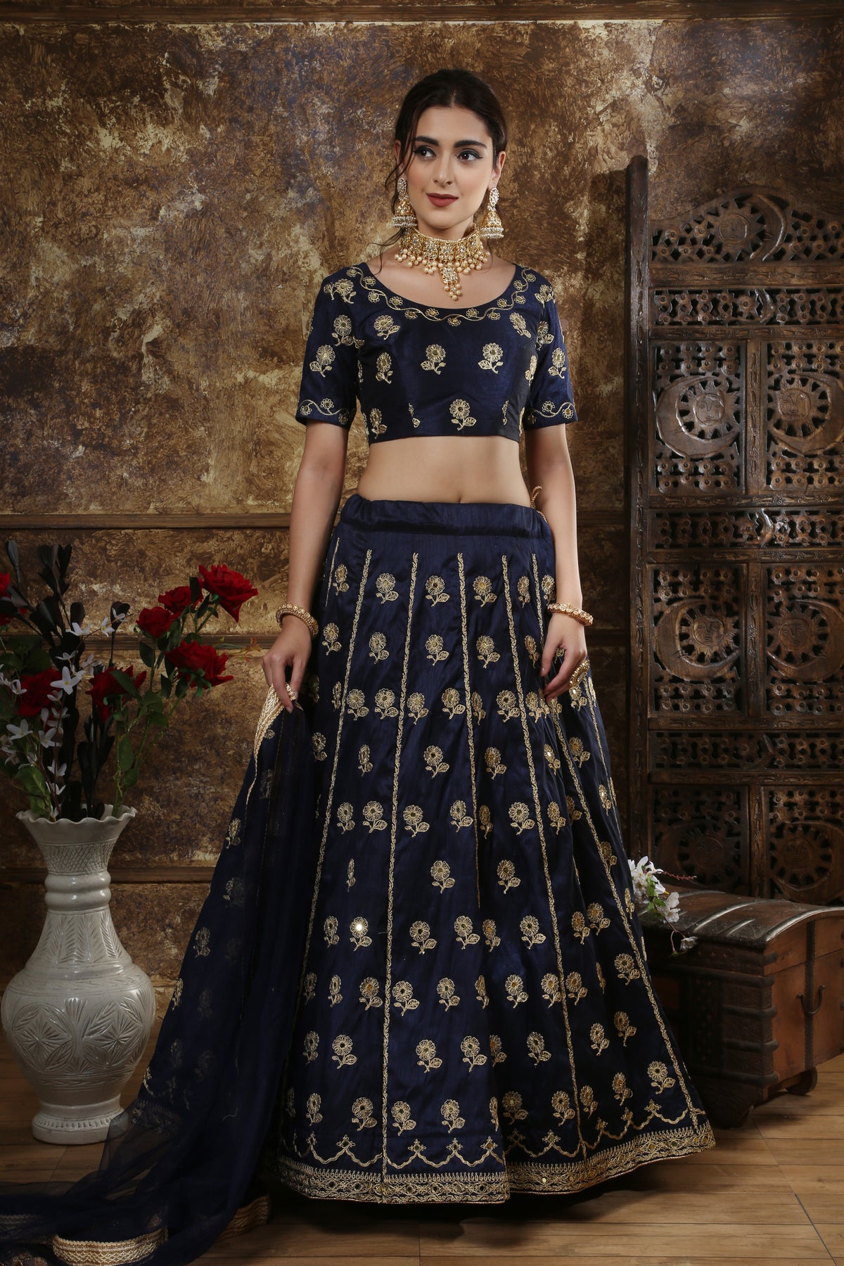 Navy blue color Lehenga Choli Designs buy online - Joshindia