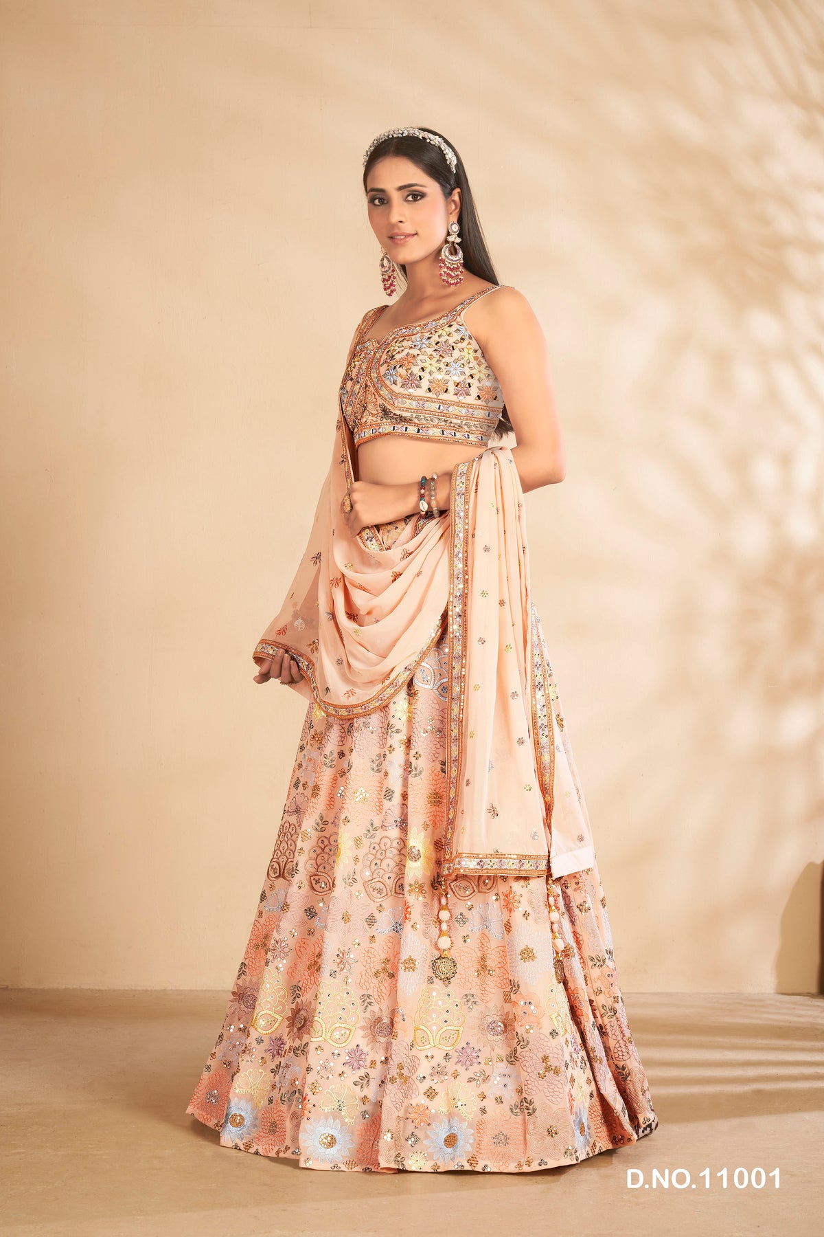 Amazing Peach Color Designer Lehenga Choli For Wedding Look - Joshindia