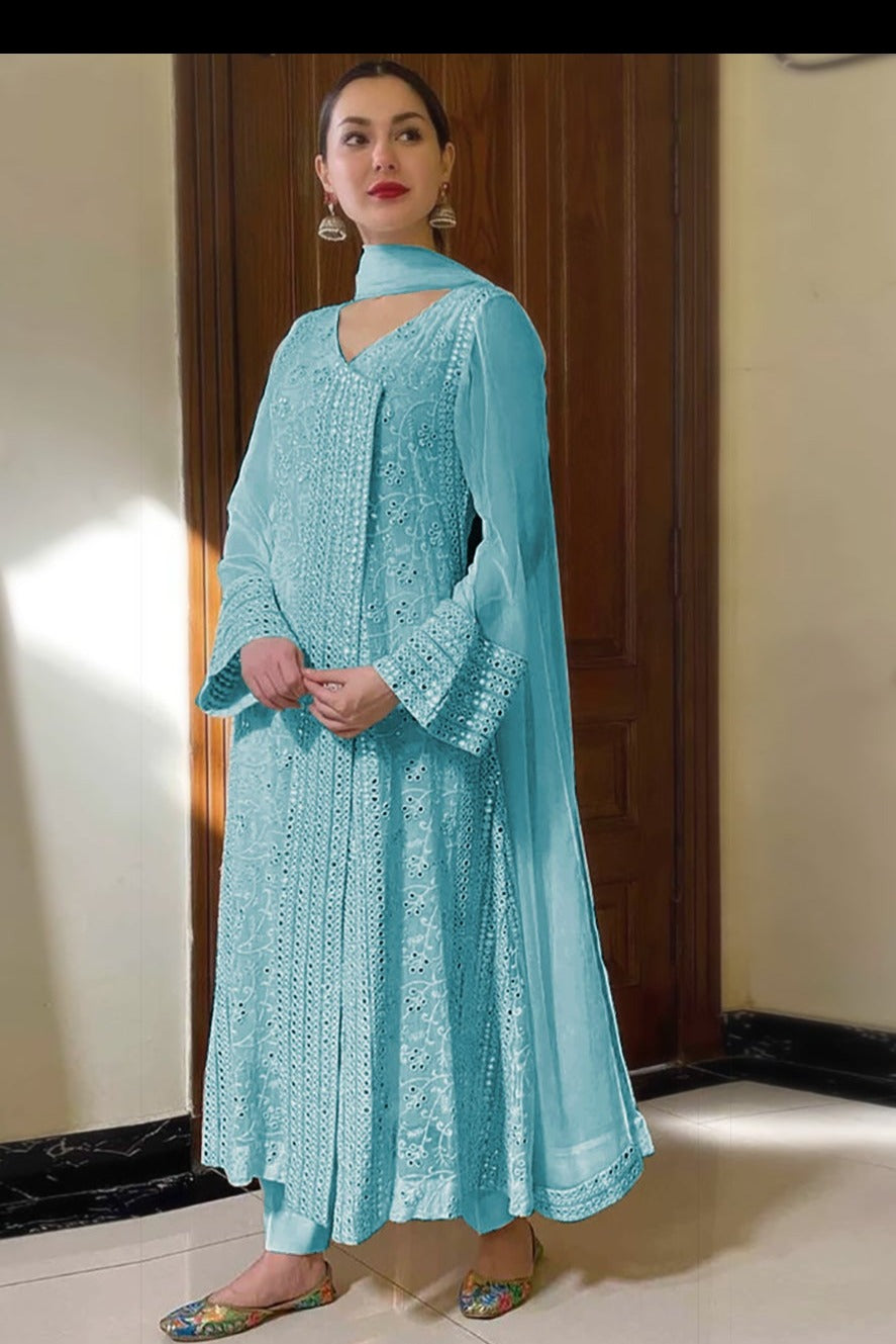 Amazing Sky BlueDesigner Salwar suit At Best Price - Joshindia