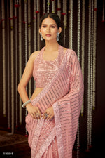 Buy trending designer Baby PinkColor sequins saree at best price online - Joshindia