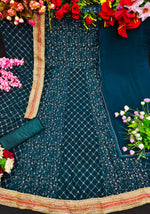 Blue color fancy designer gown for wedding functions - Joshindia