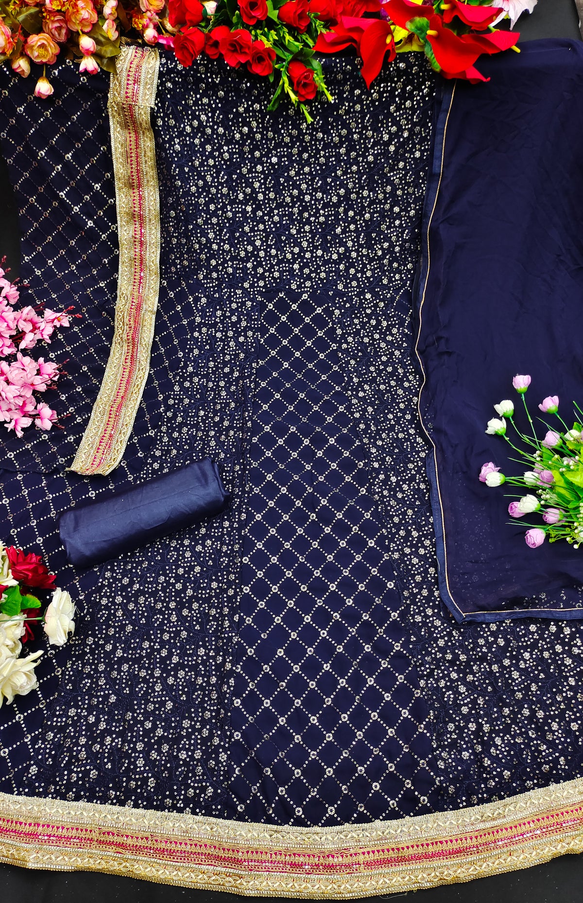 Turcoish color fancy designer gown for wedding functions - Joshindia