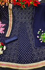 Turcoish color fancy designer gown for wedding functions - Joshindia