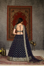 Buy navy blue color sequence designer lehenga choli online - Joshindia
