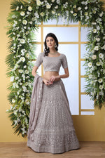 Grey color georgette designer lehenga choli buy now - Joshindia