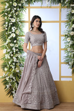 Grey color georgette designer lehenga choli buy now - Joshindia