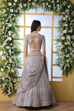 Grey color georgette designer lehenga choli buy now - Joshindia