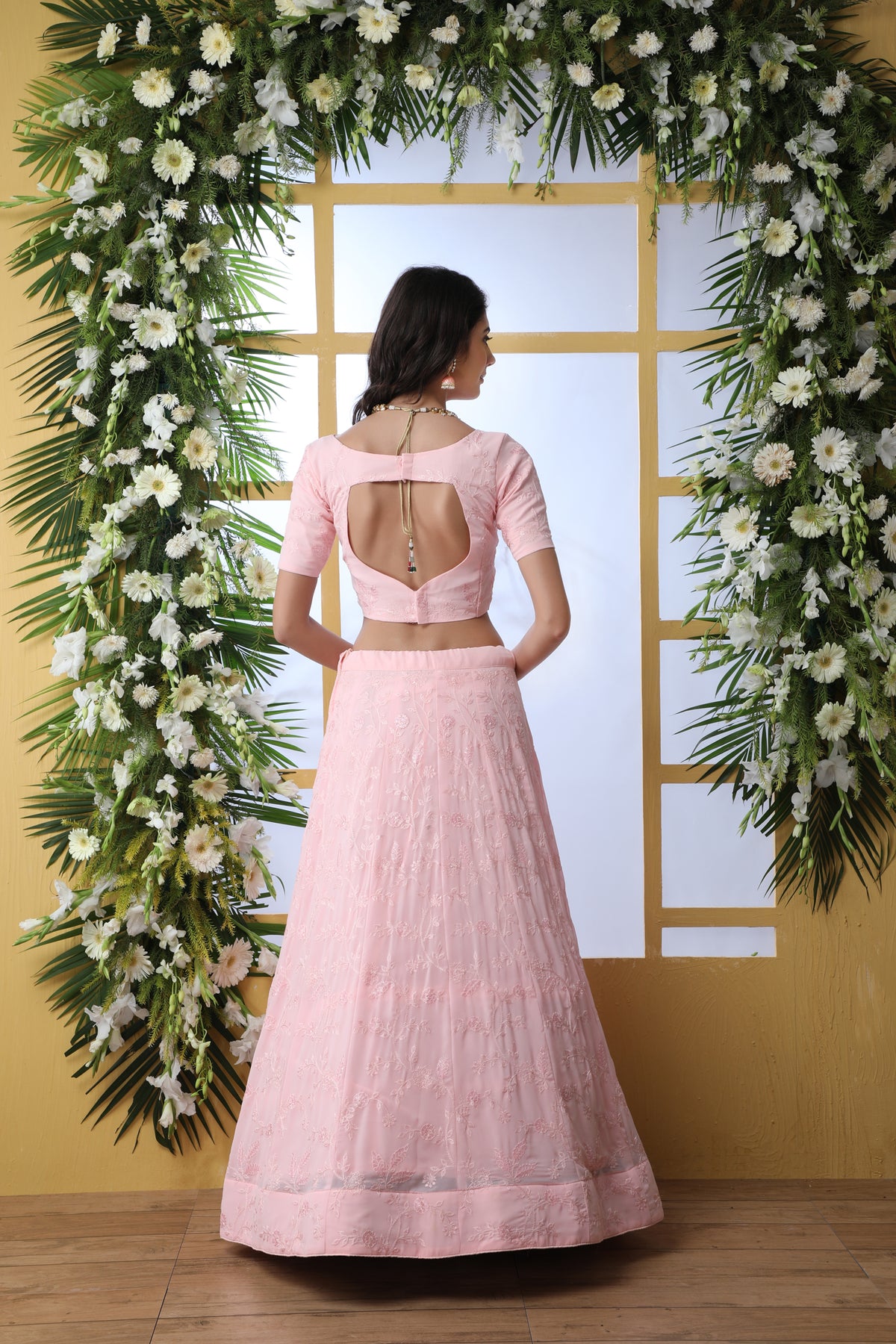 Trendy pink color designer georgette lehenga choli buy now - Joshindia