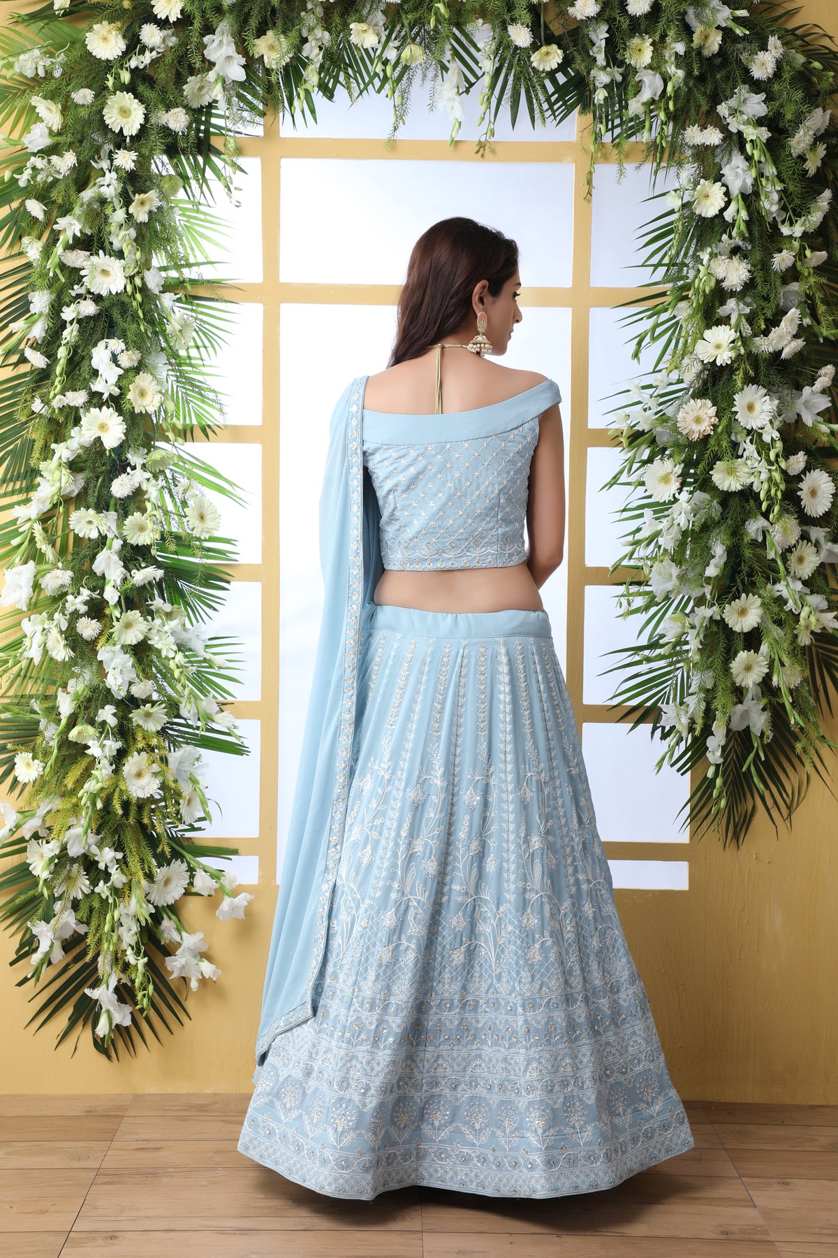 Sky blue color georgette designer lehenga choli buy now - Joshindia