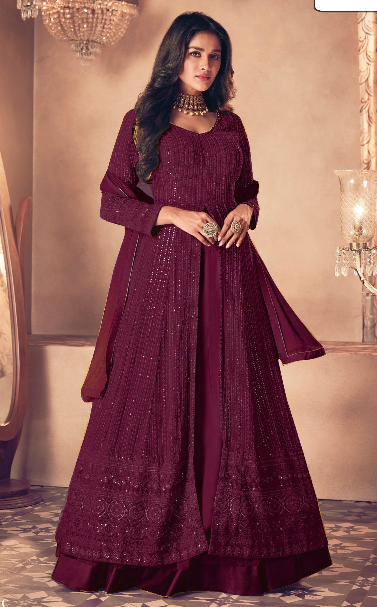 Trending wine ColorDesigner Long Gown For Best Looks - Joshindia