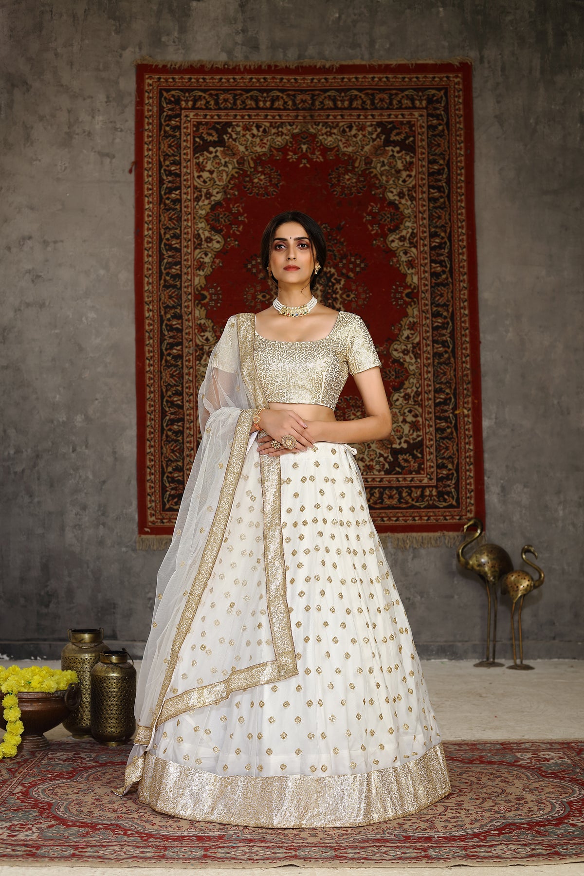 Buy White color sequence designer lehenga choli online - Joshindia