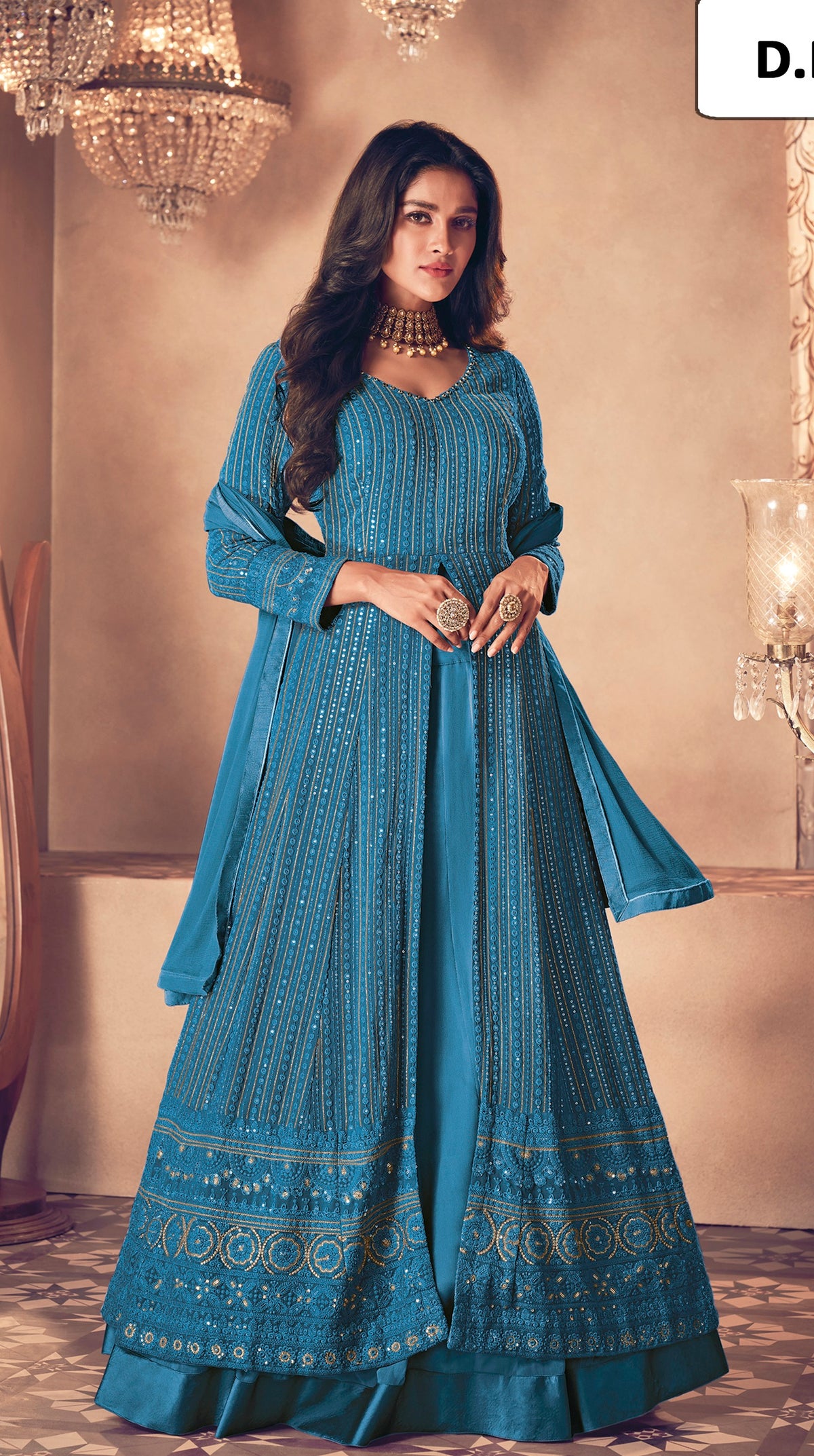TrendingTurquoise ColorDesigner Long Gown For Best Looks - Joshindia