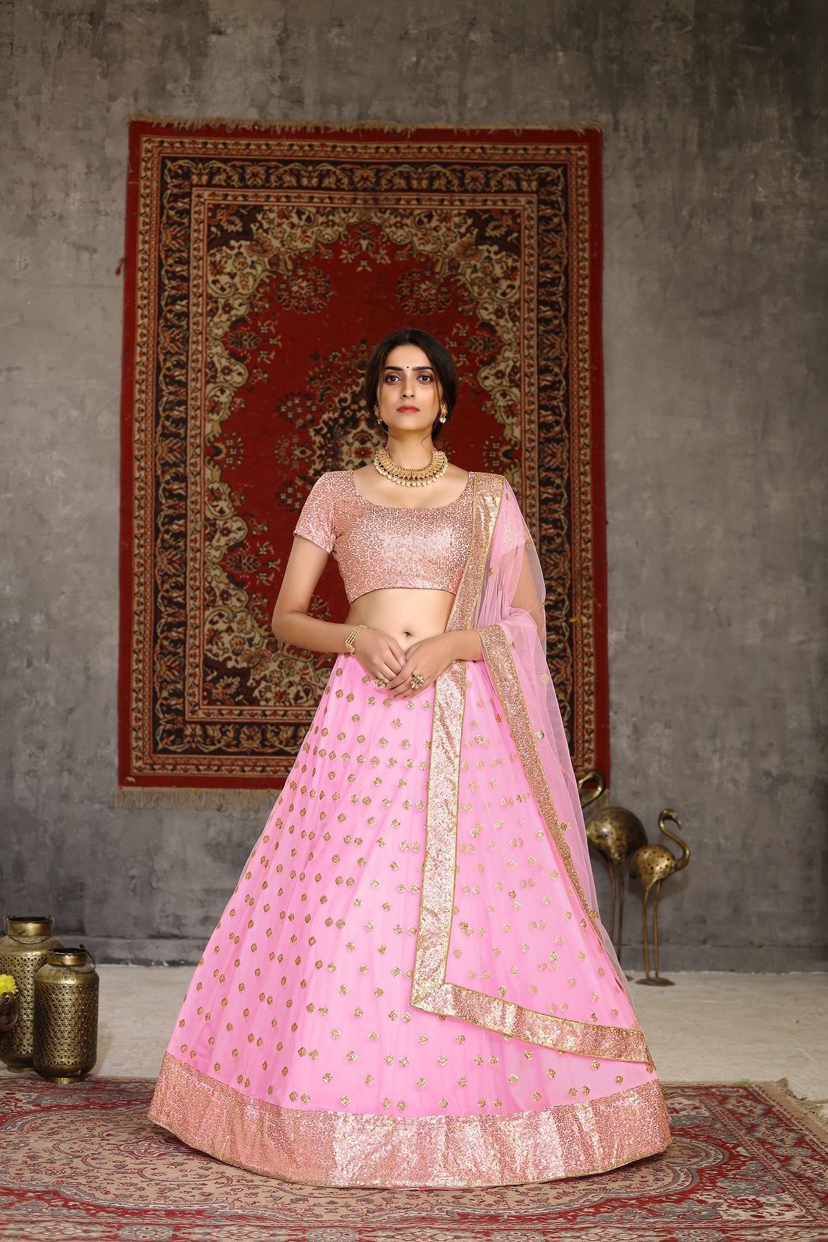 Buy pink color sequence designer lehenga choli online - Joshindia
