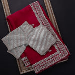 Attractive red color organza saree for wedding look buy now - Joshindia