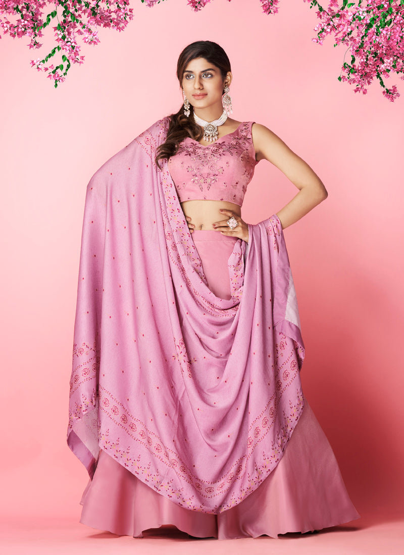 Beautiful Lilac color lehenga at affordable price - Joshindia