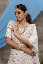 Pearl white color mirror lehenga choli online - Joshindia