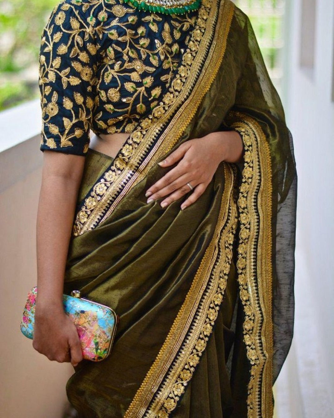 buy green color papersilk saree online - Joshindia