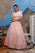 Peach color koti style lehenga choli buy now - Joshindia