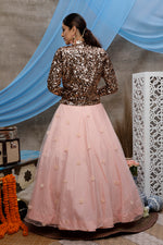 Peach color koti style lehenga choli buy now - Joshindia