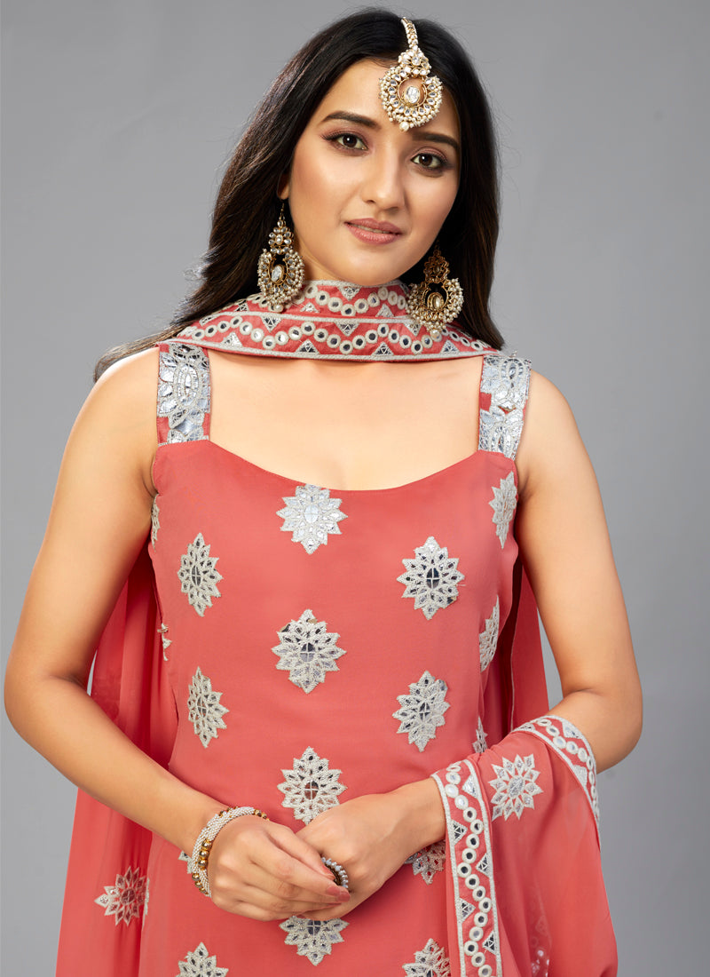orangeGeorgette Designer Kurta Set - Joshindia