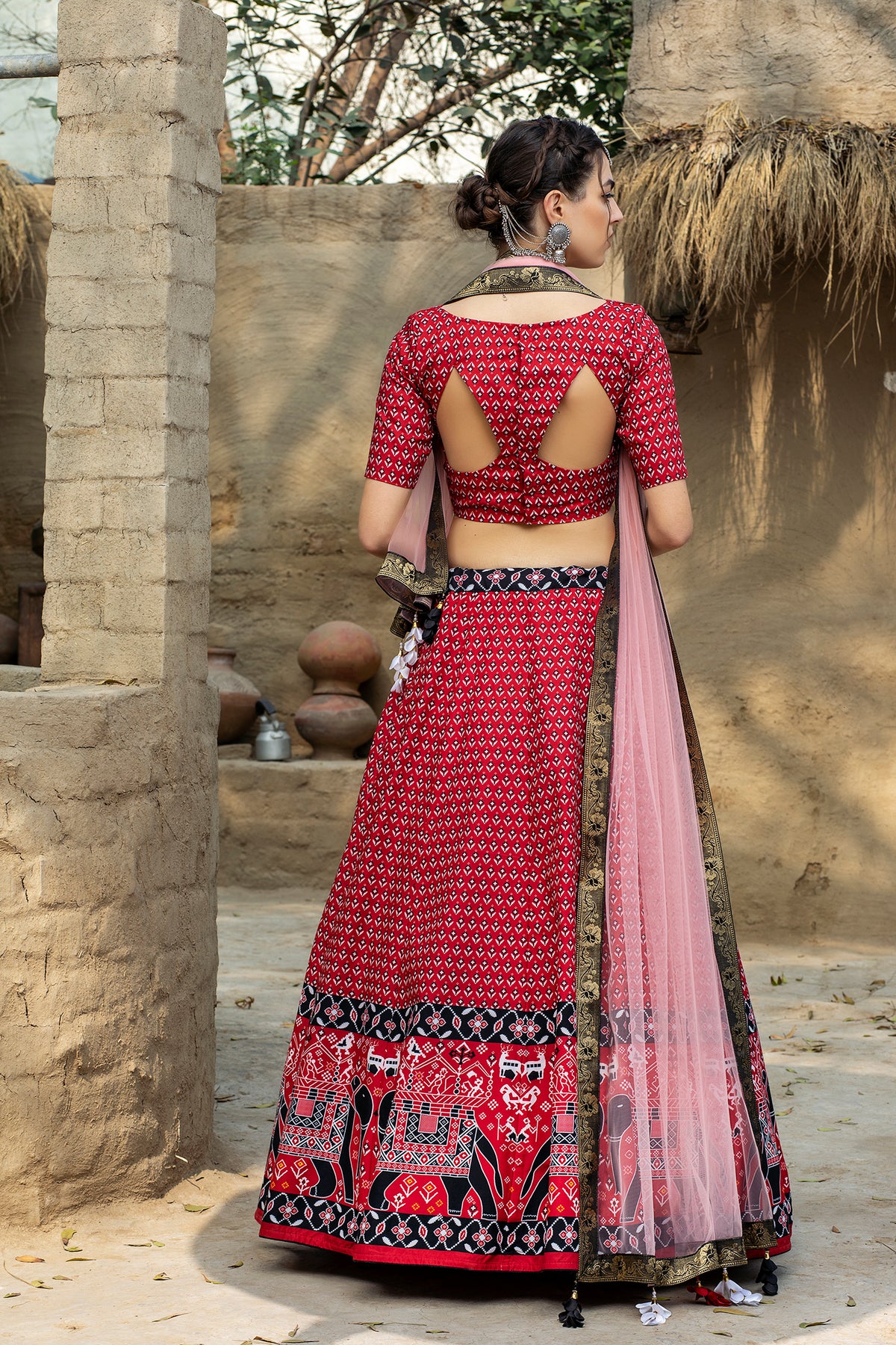 red color printed lehenga choli buy now - Joshindia