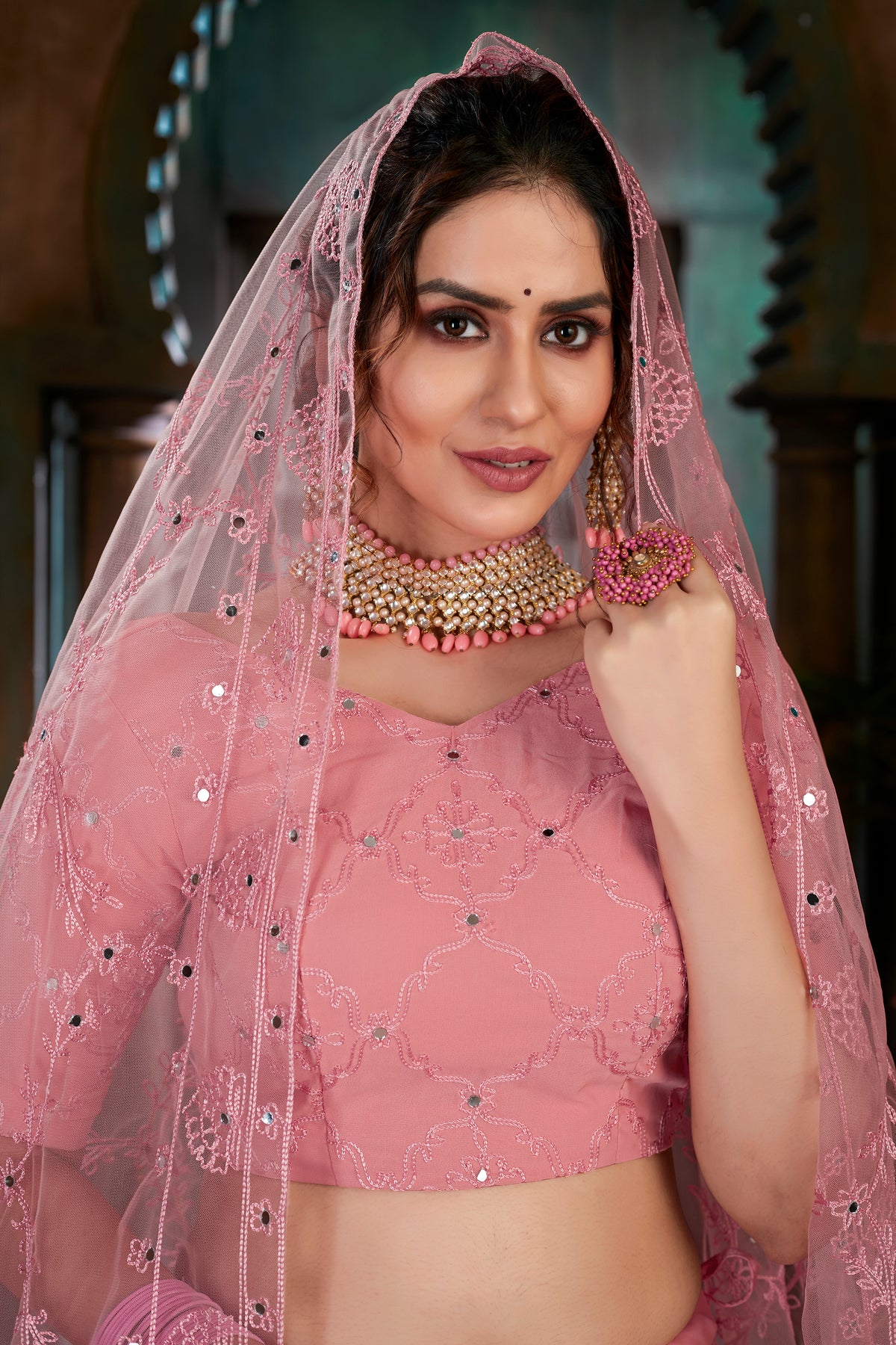 pink color designer lehenga choli at affordable rate - Joshindia