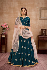 Teal Blue color Georgette designer lehenga choli buy now - Joshindia