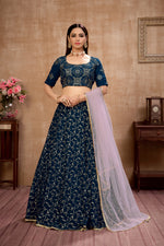 Blue color Georgette designer lehenga choli buy now - Joshindia