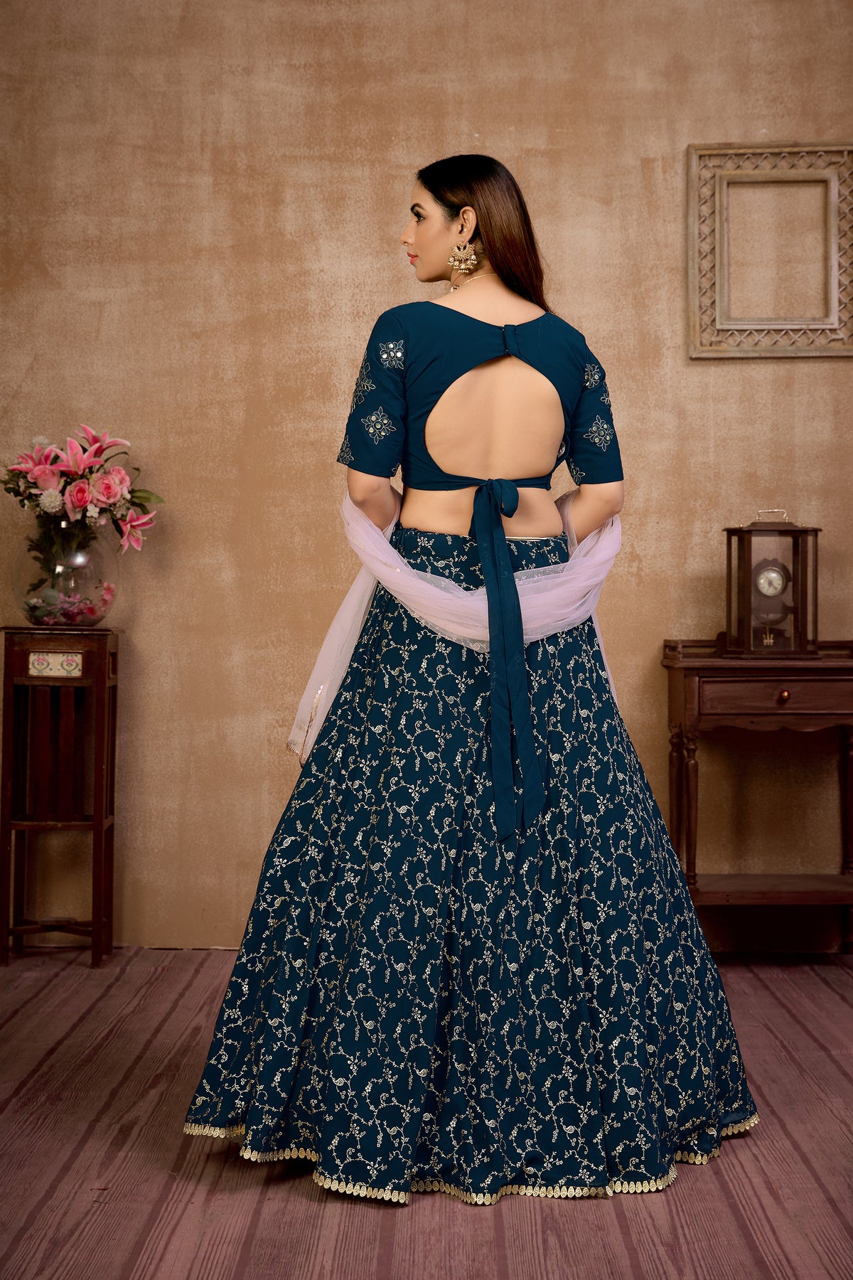 Blue color Georgette designer lehenga choli buy now - Joshindia