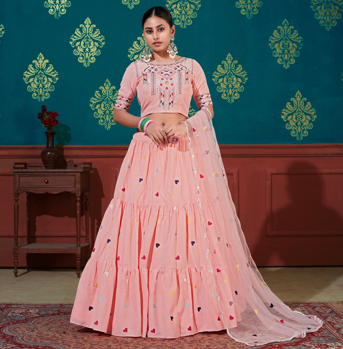 Pink color bollywood designer lehenga choli at affordable price - Joshindia