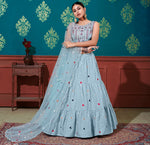 Sky color cotton designer lehenga new arrival - Joshindia
