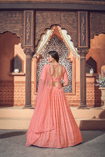 Peach color Latest lehenga choli for wedding and party - Joshindia