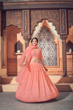 Peach color Latest lehenga choli for wedding and party - Joshindia