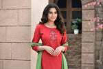 Cotton Embroidered Kurti With Pant & Dupatta - Joshindia