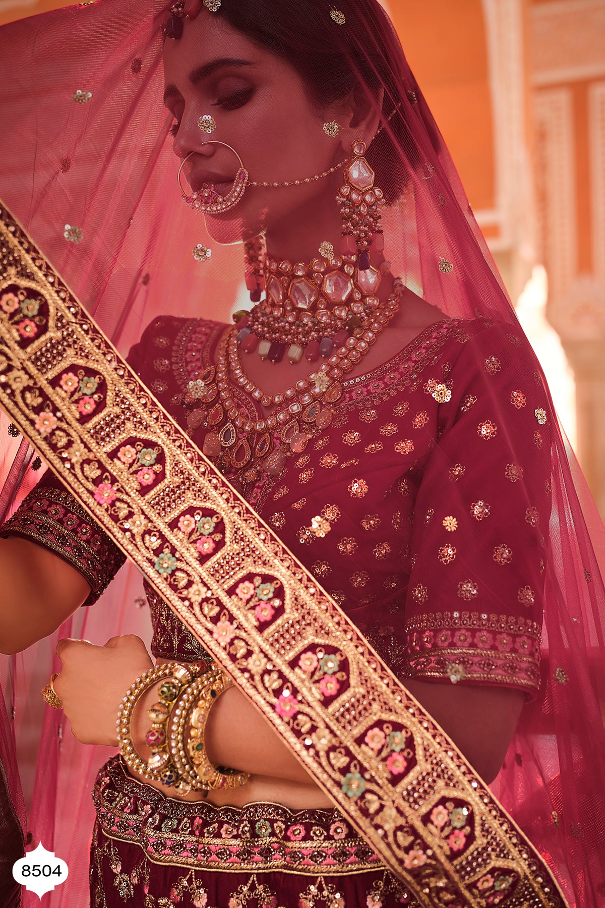 Buy maroon color heavy bridal lehenga choli - Joshindia