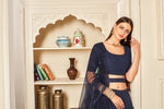 Navy blue color georgette designer lehenga choli buy now - Joshindia