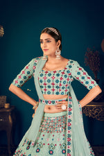 Pista Green color heavy designer lehenga for wedding functions - Joshindia