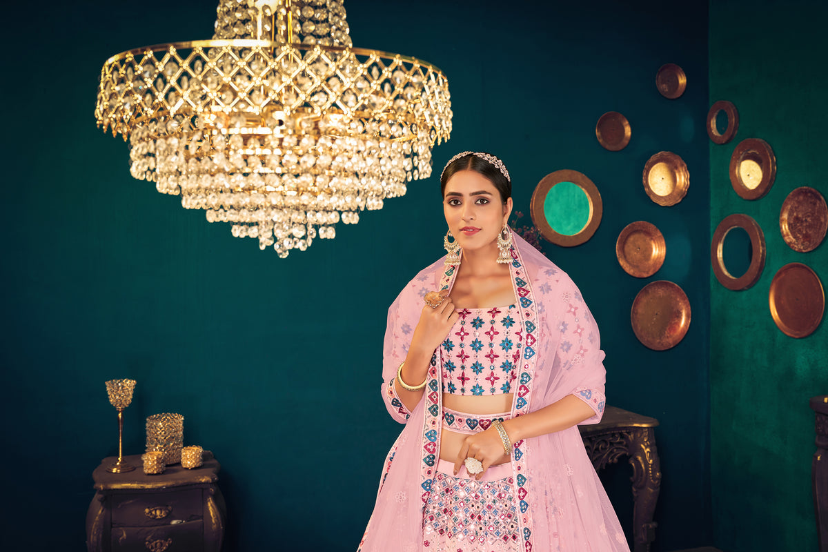 Pink color heavy designer lehenga for wedding functions - Joshindia