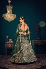 Dark Green color heavy designer lehenga for wedding functions - Joshindia
