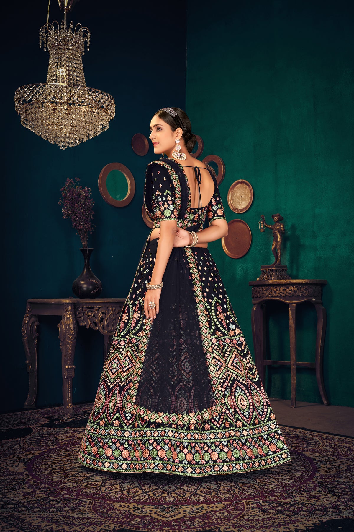 Dark blue color heavy designer lehenga choli for wedding function - Joshindia