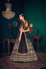 Dark blue color heavy designer lehenga choli for wedding function - Joshindia
