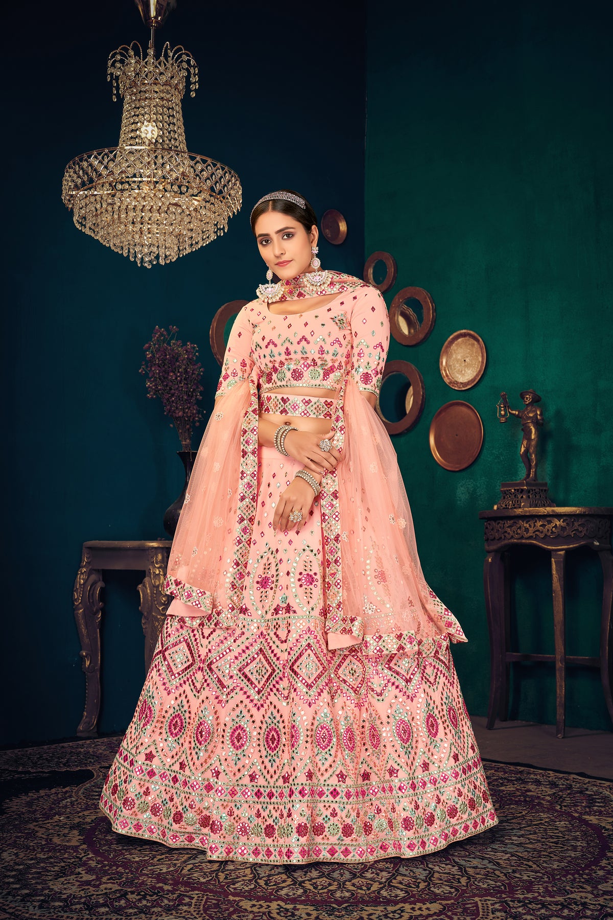 Blush pink color heavy designer lehenga choli for wedding - Joshindia