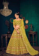 Green Lime color heavy designer lehenga choli for wedding - Joshindia
