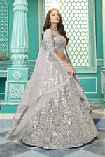 Grey color Georgette designer lehenga choli - Joshindia