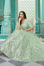 Pista Green color Georgette designer lehenga choli - Joshindia