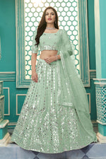 Pista Green color Georgette designer lehenga choli - Joshindia
