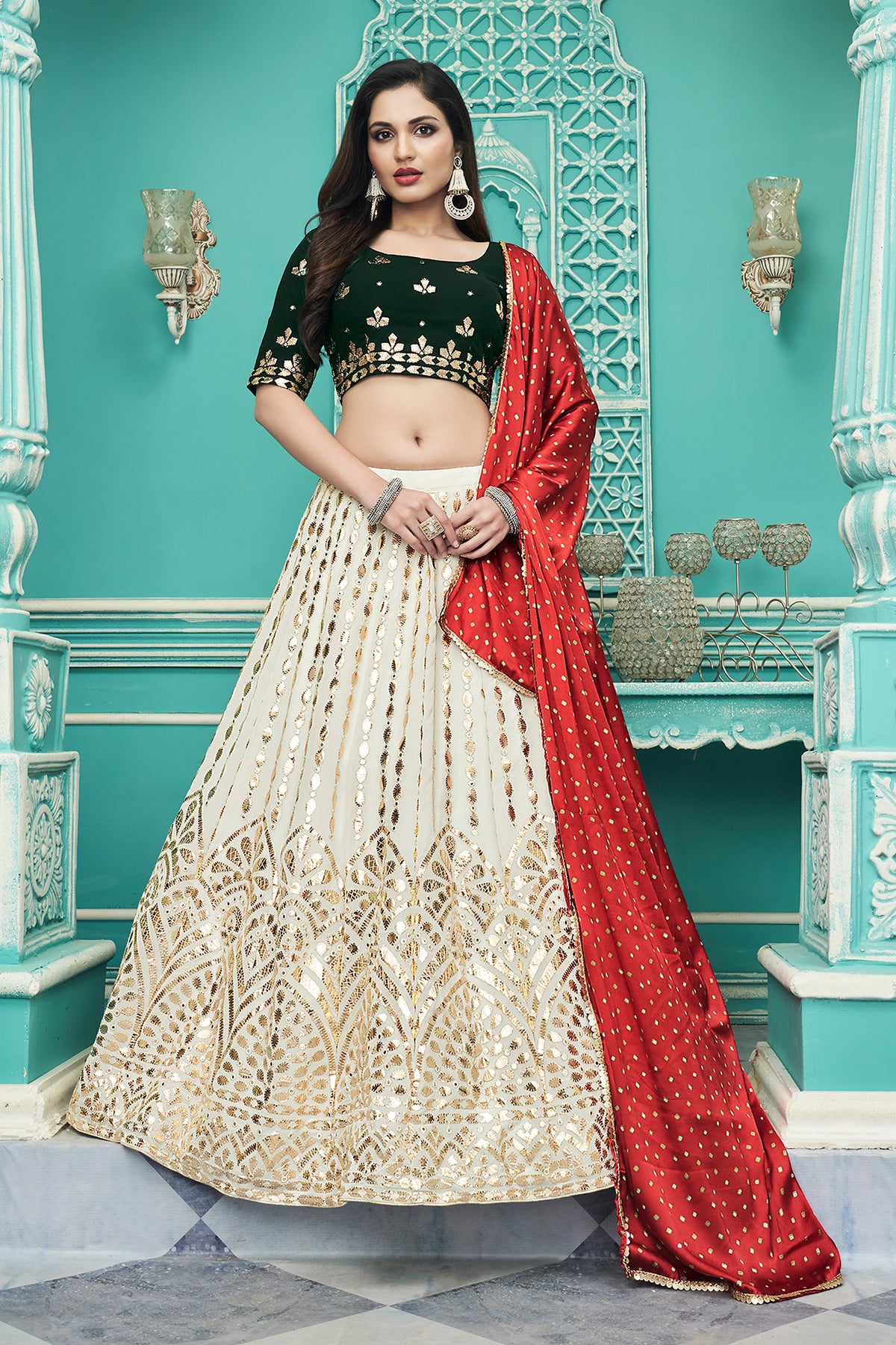 Off-White color Georgette designer lehenga choli - Joshindia