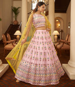 Latest trendy designer light pink color mirror lehenga choli buy now - Joshindia