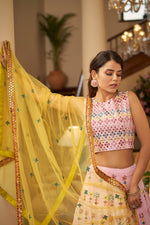 Latest trendy designer light pink color mirror lehenga choli buy now - Joshindia