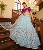 Sky blue color fancy designer lehenga choli - Joshindia
